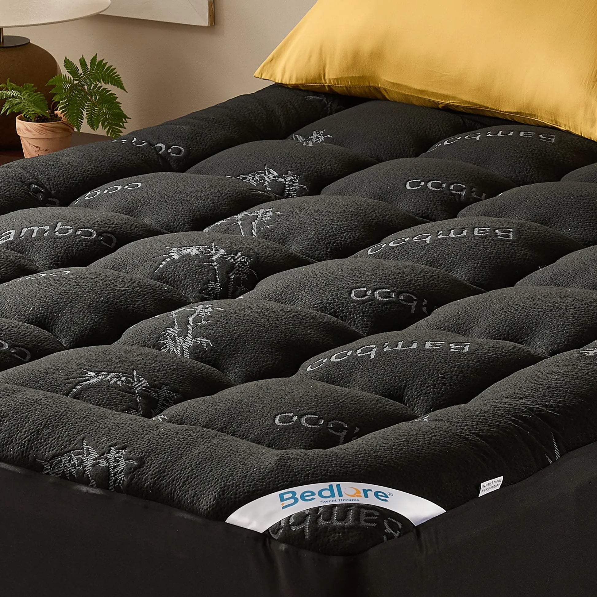 Summerwins【Bedlore】Bamboo Cooling Mattress Topper with Fitted Sheet, Thick Luxury Comfort Layer, Breathable & Soft on Skin, Deep Pocket Design, Machine Washable, Ideal for Bedroom & Home Use